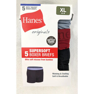 Hanes 5 Pack Boys Boxer Briefs XL 16-18 Underwear Tagless Wicking Cooling